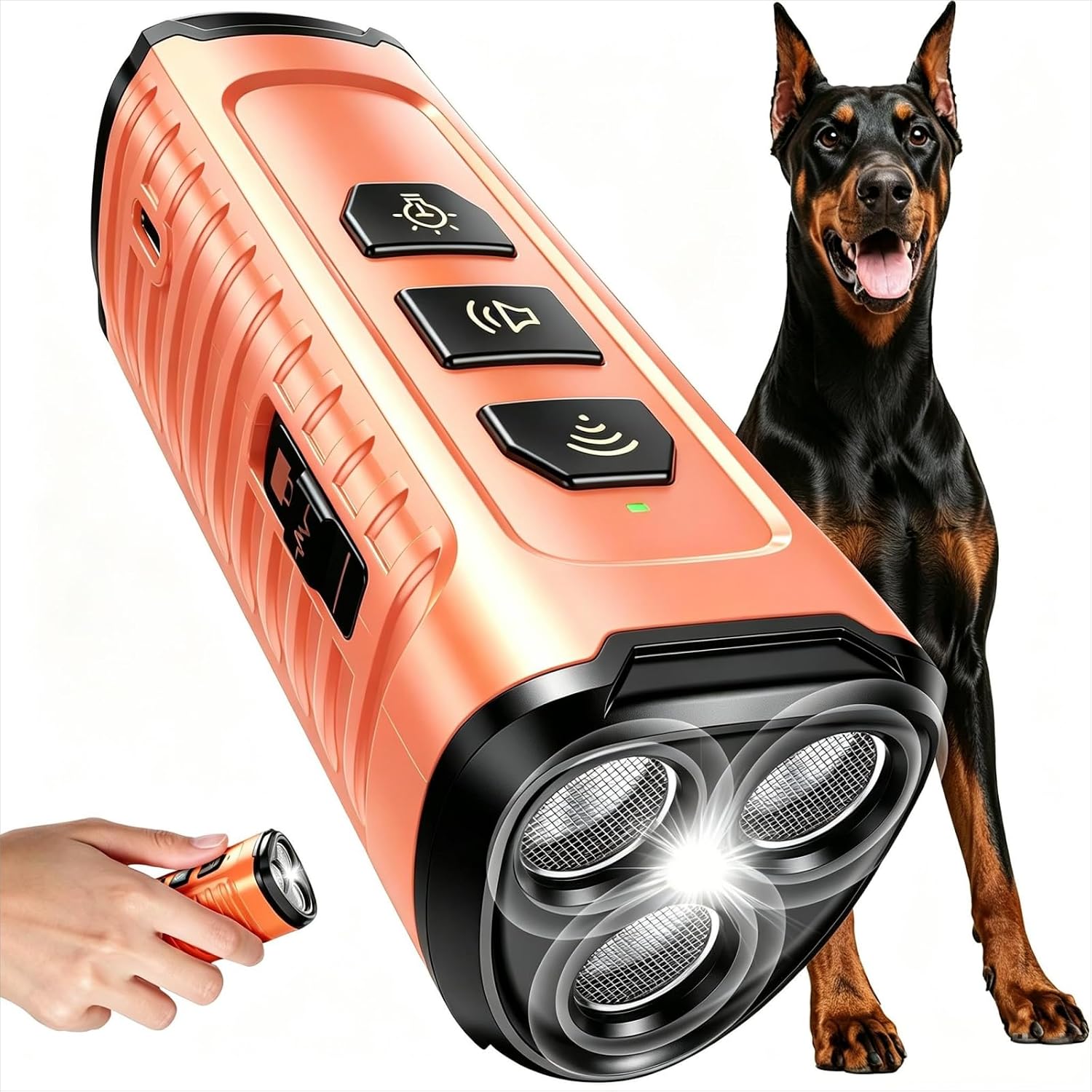 3X Ultrasonic to Stop Barking Neighbors Dog, Portable Anti Barking Device Dog Bark Deterrent Device 50ft Range 5 Modes, Flashlight & Beep Safe & Effective for Small, Medium & Large Dogs