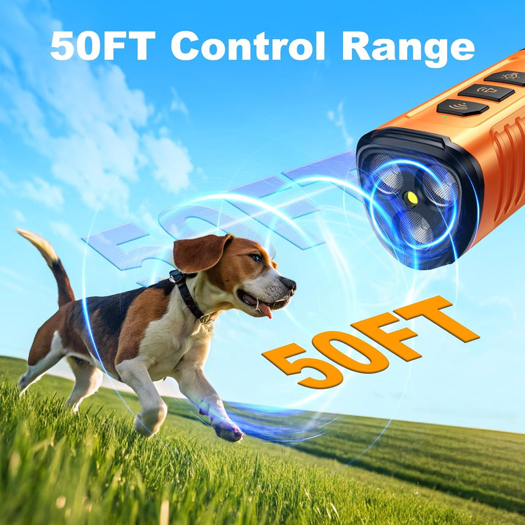 3X Ultrasonic to Stop Barking Neighbors Dog, Portable Anti Barking Device Dog Bark Deterrent Device 50ft Range 5 Modes, Flashlight & Beep Safe & Effective for Small, Medium & Large Dogs