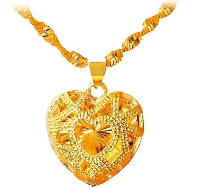 24K Gold Heart Necklace