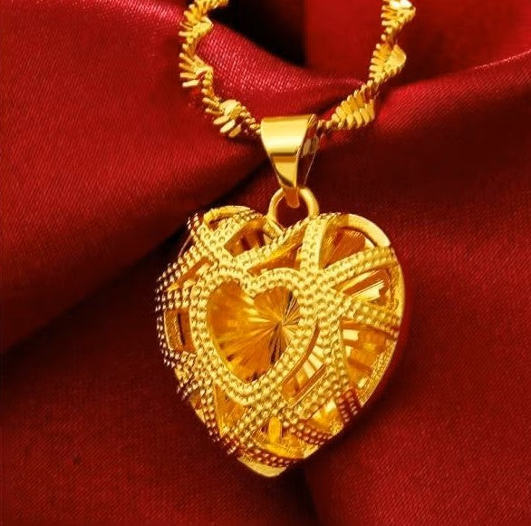 24K Gold Heart Necklace